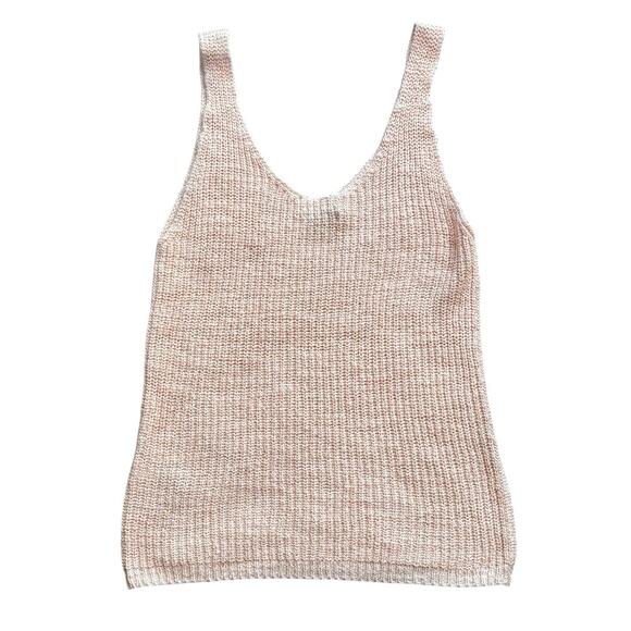 Madewell Monterey V Neck Sweater Tank Chunky Knit Ribbed Pale Pink Medium - Picture 3 of 6